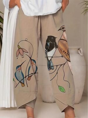 Boho Wide Leg Floral High Waist Ankle-Length Chinos - Image 5