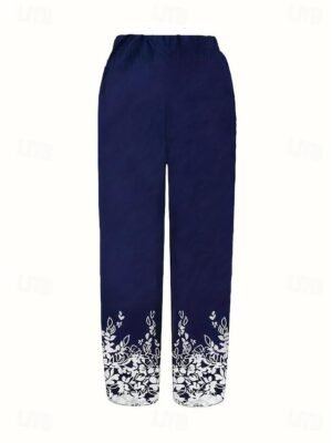 Boho Wide Leg Floral High Waist Ankle-Length Chinos - Image 9