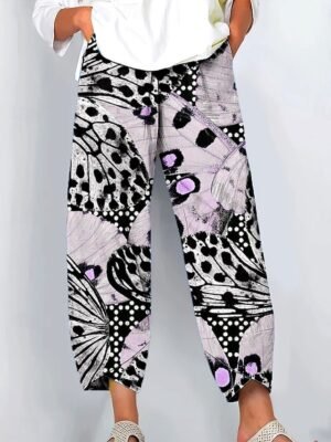 Boho Wide Leg Floral High Waist Ankle-Length Chinos - Image 9