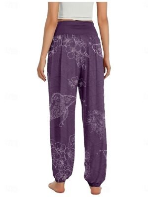 Boho Wide Leg Floral High Waist Full Length Trousers - Image 10