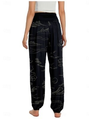 Boho Wide Leg Floral High Waist Full Length Trousers - Image 13