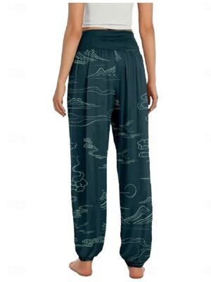 Boho Wide Leg Floral High Waist Full Length Trousers - Image 2