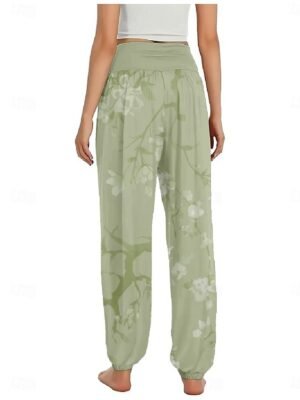 Boho Wide Leg Floral High Waist Full Length Trousers - Image 7