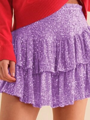 Carnival High Waist Layered Sequin Mini Skirt - Image 1