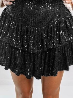 Carnival High Waist Layered Sequin Mini Skirt - Image 4