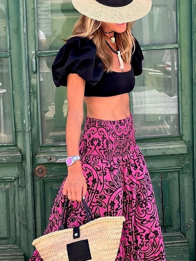 Casual A-Line Floral High Waist Maxi Skirt - Image 2