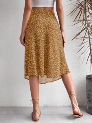 Casual A Line Floral Mid Rise Knee-Length Skirt - Image 10