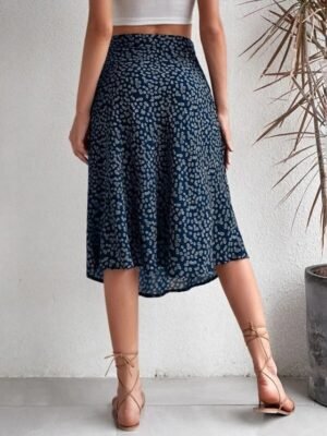 Casual A Line Floral Mid Rise Knee-Length Skirt - Image 20