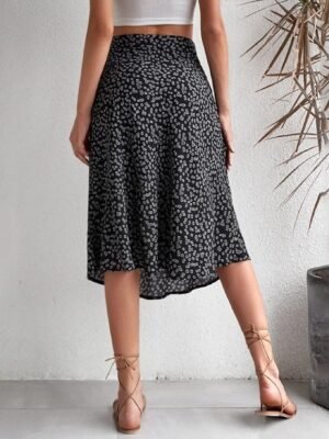 Casual A Line Floral Mid Rise Knee-Length Skirt - Image 7