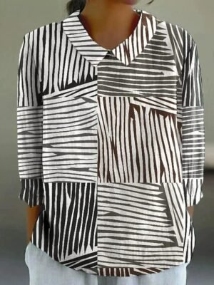 Casual A Line Graphic V Neck Long Sleeve Midi Dress - Image 10