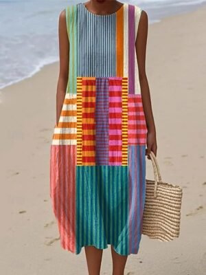 Casual A Line Graphic V Neck Long Sleeve Midi Dress - Image 13