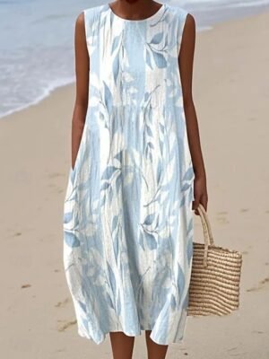 Casual A Line Graphic V Neck Long Sleeve Midi Dress - Image 16