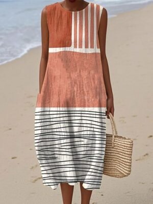 Casual A Line Graphic V Neck Long Sleeve Midi Dress - Image 18