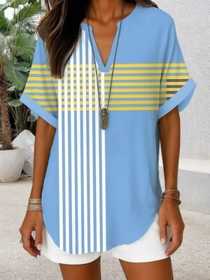 Casual A Line Graphic V Neck Long Sleeve Midi Dress - Image 21