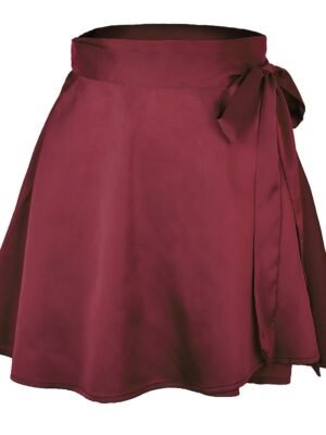Casual A Line Solid High Waist Mini Skirt - Image 10