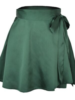 Casual A Line Solid High Waist Mini Skirt - Image 13