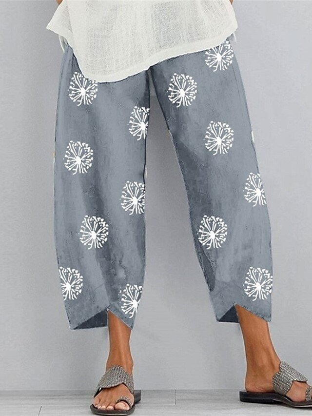 Casual Ankle-Length Graphic Mid Waist Baggy Trousers - Image 1