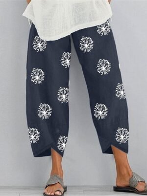 Casual Ankle-Length Graphic Mid Waist Baggy Trousers - Image 5