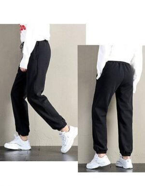 Casual Athletic Plus Velvet High Waist Full Length Joggers - Image 7