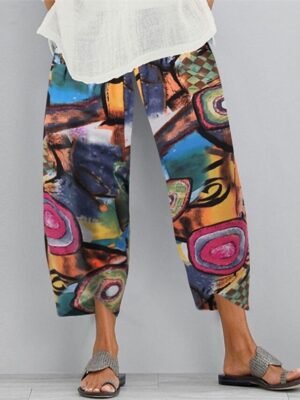 Casual Baggy Graphic Mid Waist Ankle-Length Chinos - Image 3
