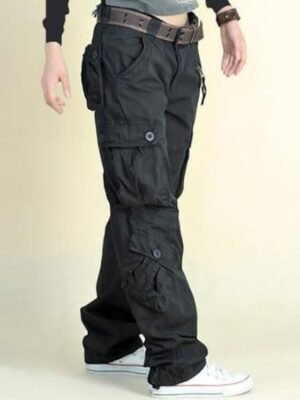 Casual Baggy Micro-Elastic Full Length Cargo Trousers - Image 1