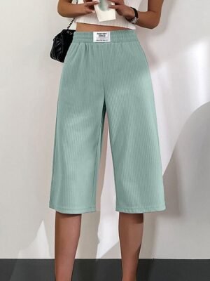 Casual Baggy Pocket High Waist Calf-Length Wide Leg Chinos - Image 3