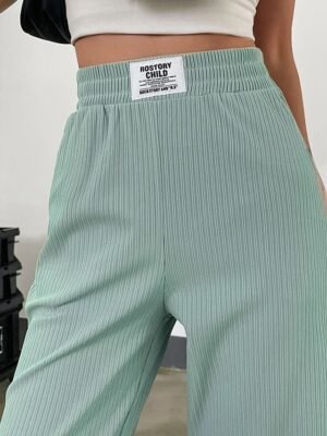 Casual Baggy Pocket High Waist Calf-Length Wide Leg Chinos - Image 4