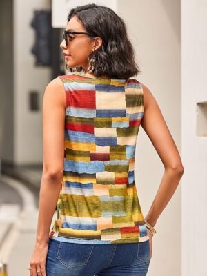 Casual Basic Geometric U Neck Sleeveless Regular Tank Top - Image 3