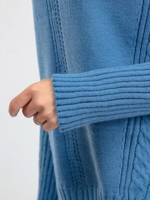 Casual Basic Solid Turtleneck Long Sleeve Sweater Co-ords - Image 4