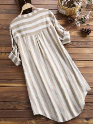 Casual Basic Striped Shirt Collar Long Sleeve Shirt - Image 2