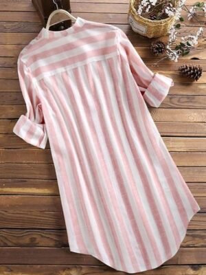Casual Basic Striped Shirt Collar Long Sleeve Shirt - Image 4
