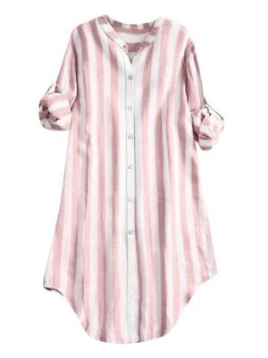 Casual Basic Striped Shirt Collar Long Sleeve Shirt - Image 6