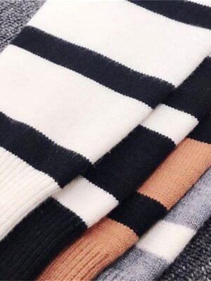 Casual Basic Striped Turtleneck Long Sleeve Knit Jumper - Image 7