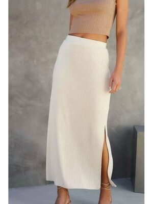 Casual Bodycon Plain Mid Rise Midi Skirt - Image 1
