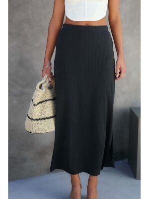 Casual Bodycon Plain Mid Rise Midi Skirt - Image 10