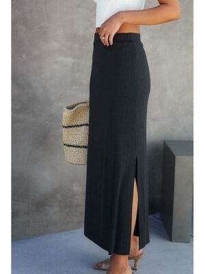 Casual Bodycon Plain Mid Rise Midi Skirt - Image 11