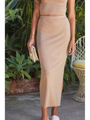 Casual Bodycon Plain Mid Rise Midi Skirt - Image 15
