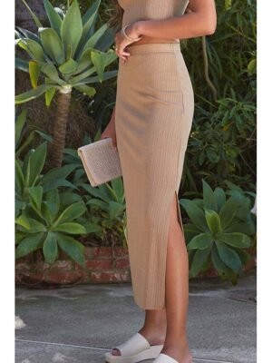 Casual Bodycon Plain Mid Rise Midi Skirt - Image 16