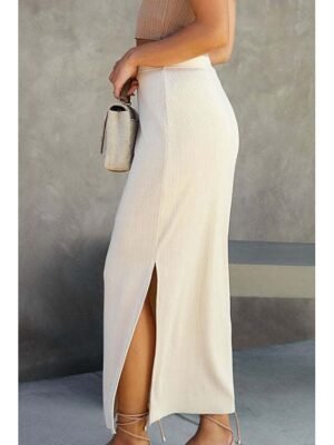 Casual Bodycon Plain Mid Rise Midi Skirt - Image 3