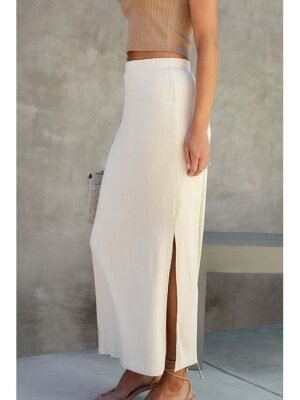 Casual Bodycon Plain Mid Rise Midi Skirt - Image 4