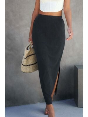 Casual Bodycon Plain Mid Rise Midi Skirt - Image 7
