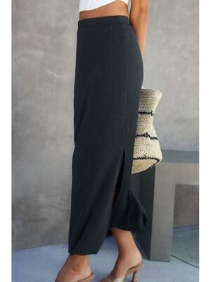 Casual Bodycon Plain Mid Rise Midi Skirt - Image 9