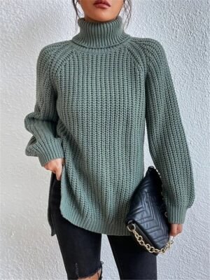 Casual Chunky Soft Turtleneck Long Sleeve Pullover Jumper - Image 1