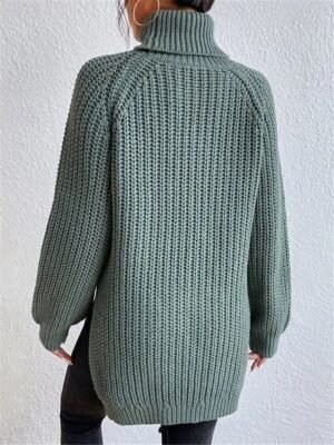Casual Chunky Soft Turtleneck Long Sleeve Pullover Jumper - Image 2