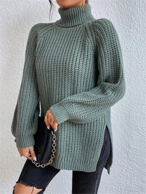Casual Chunky Soft Turtleneck Long Sleeve Pullover Jumper - Image 3