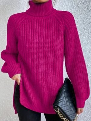 Casual Chunky Soft Turtleneck Long Sleeve Pullover Jumper - Image 6