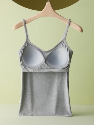 Casual Comfort Fit Solid Adjustable Spaghetti Strap Tank Top - Image 6