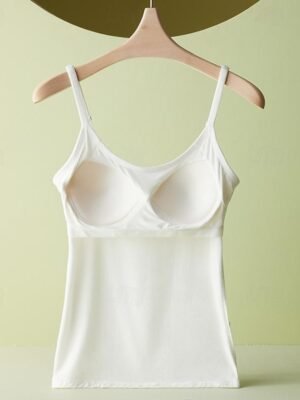 Casual Comfort Fit Solid Adjustable Spaghetti Strap Tank Top - Image 8