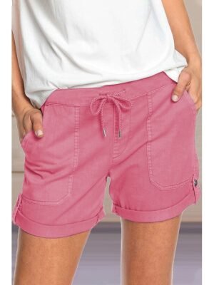 Casual Comfort Plain Elastic Waist Short Shorts - Image 4