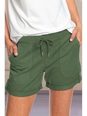 Casual Comfort Plain Elastic Waist Short Shorts - Image 5